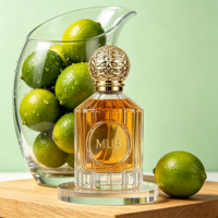 Botol Parfum Kaca 100ml Bergaris Vertikal dengan Tutup Sekrup Emas dan Pompa Semprot, Sablon Sutra