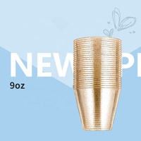 Gobelets en plastique écologiques de haute qualité avec paillettes dorées, gobelets à whisky, 9 OZ, gobelets jetables pour la dégustation de vin, pour les fêtes d'anniversaire, les mariages