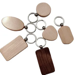 Wholesale Custom Shape Plain Accessories Logo Wooden Keyring Surfboard Blank Wood Keychain For Engraving