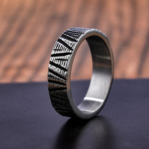 Viking Rustic Band <b>Ring</b> <b>Stainless</b> <b>Steel</b> Nordic Grooved Wide Textured Antique Style <b>Ring</b> for <b>Men</b> Jewelry - Product Image 6