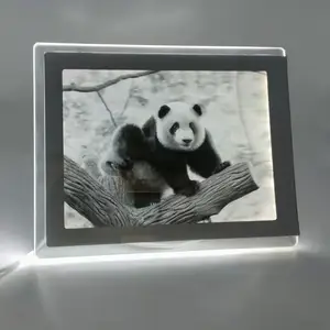 Reklam ekranı fotoğraf çerçevesi 3D Raster akrilik resim çerçevesi LED ekran standı kristal tabanı ile