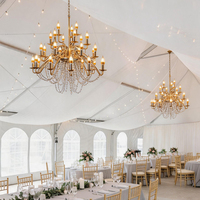 Nouveau design de lustre suspendu de luxe en cristal pour mariage, 29 ou 17 têtes, en métal doré