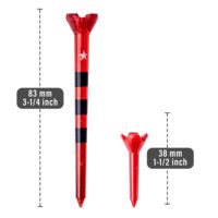 Tee de golf de 83mm avec 50 tees en plastique de qualité supérieure de 38mm en équipement rouge durable à 4 broches