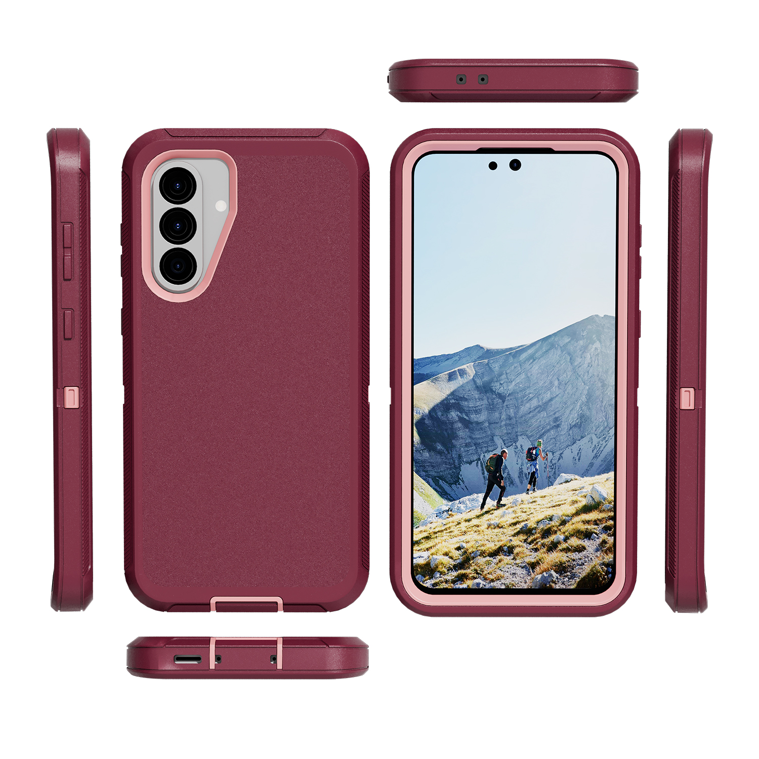 Dark red+light pink