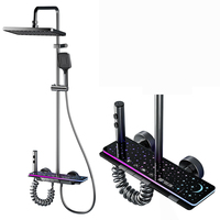 Système de douche LED en aluminium spatial à affichage numérique et commande par touches piano, avec douchette à main, ensemble de douche pour salle de bain, direct usine