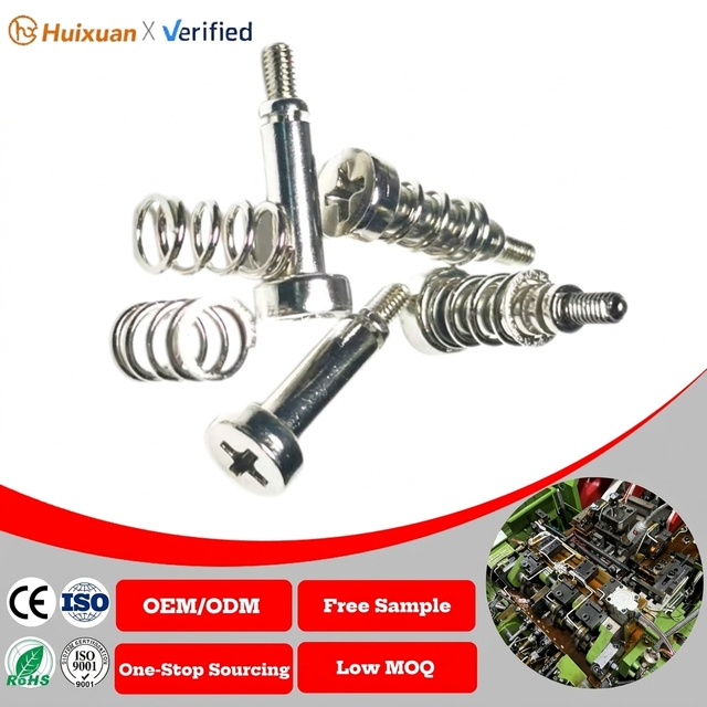Precision Step Screw Nickel Plated Metal Compression Spring Assembly Custom Machined Shoulder Bolt Electronic Chassis Component