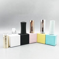 Botol cat kuku Gel kuku 10 ml, kotak pink hijau kuning mewah kosong hitam putih dengan 10 ml botol dan kuas