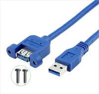 Kabel dudukan Panel sekrup USB 3.0 kabel Male ke Female untuk Hard Disk Printer PC
