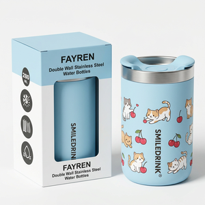Gobelet isotherme de voyage en acier inoxydable à double paroi avec logo personnalisé, tasse à café isolée pour le camping avec couvercle amovible - Product Image 1