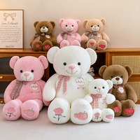 Boneka Beruang Teddy Bordir Mawar Apel Realistis Berkualitas Tinggi Premium OEM ODM Grosir Pabrik untuk Hadiah Ulang Tahun Anak
