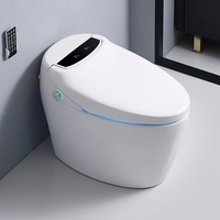 Cuvette de toilette WC bidet allongée en céramique intelligente à chasse automatique par capteur, à évacuation en S, fonctionnement automatique, télécommande incluse
