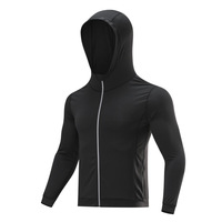 Vêtements de sport Fitness pour hommes, veste à capuche longue, respirante, coupe-vent, pour la salle de sport, le basketball, l'entraînement, la course à pied, 100%