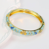 Gelang Rantai Bunga Berlapis Emas Cicily Old Beijing Alloy dengan Zirkon, Enamel, dan Filigree, Gaya Kota Terlarang