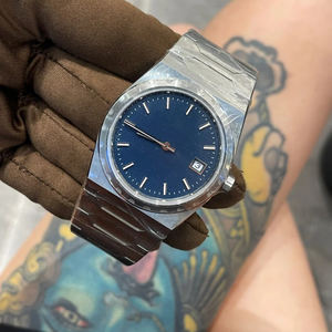 Reloj Mecánico Minimalista de Moda Retro para Hombre, Correa de Acero Inoxidable, Estilo de Diseñador, Esfera Azul, Calendario, Resistente al Agua - Product Image 3