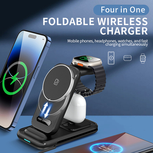 Soporte de cargador magnético inalámbrico 4 en 1 plegable de carga rápida de 15W para iPhone / Apple Watch / AirPods / <span class=keywords><strong>Android</strong></span> - Product Image 5