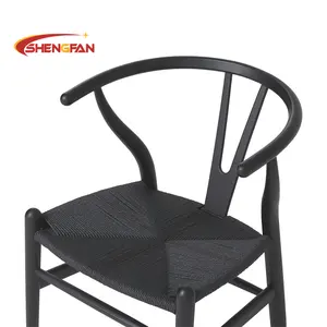 New Design Dinning Chairs Weave Seat Fine Polish Wishbone Chair Lawn Seating Restaurant Wooden Chair