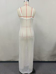STOCK Robe pour femme en crochet avec fente sur les côtés Robes maxi en tricot Robe creuse pour la plage <span class=keywords><strong>sans</strong></span> ceinture - Product Image 4