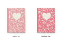 Carnet à couverture rigide marbrée pastel LABON A5, cahier de composition esthétique, papier à étiquettes en forme de cœur, papeterie mignonne, cadeau pour la vente en gros