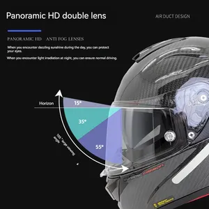 Sécurité urbaine de haute qualité conduisant casque de moto intégral en fibre de carbone résistant à la corrosion