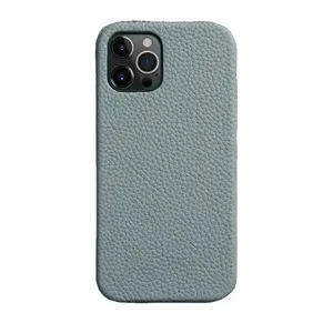 Design Custom Pebble Grain Genuine Leather Real Cell Leather Phone Case For Luxury Funda iPhone 14 Pro Max XR 11 12 13 Cover