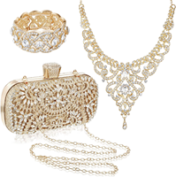 ODM OEM Personnalisable, Petite Quantité, Pochette Florale Scintillante en Strass, Ensemble de Bijoux Assortis, Vente en Gros Directe Usine pour le Monde Entier