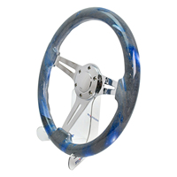 Volant de course en bois massif TIYPEOR, motif graffiti ciel bleu, style classique, 350 mm, 3 branches, pour drift