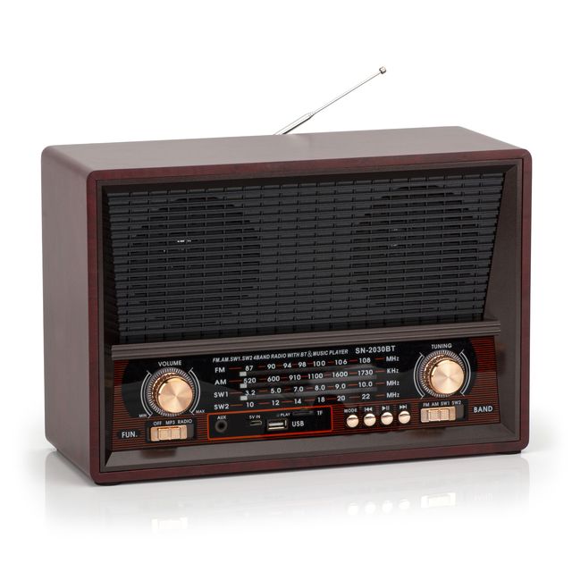 Amazon BT TWS FM AM USB TF Card Accessible 4-Inch Wood Portable Home Theater Speaker KTS-1121C Retro Radio Rechargeable Wireless