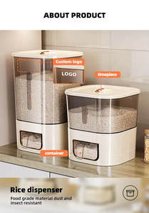 Distributeur de riz et de céréales rectangulaire moderne de 6,5 kg, stockage automatique, matériau PP écologique, moulé par injection, multifonction - Product Image 6