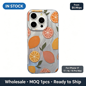 Custodia in TPU con Glitter e Motivo a Foglie di Limone e Arancia, <span class=keywords><strong>Cover</strong></span> Estetica per <span class=keywords><strong>iPhone</strong></span> 17 16 15 14 13 <span class=keywords><strong>Pro</strong></span> Max - Product Image 1