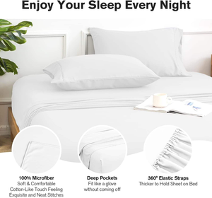 White Color Microfiber Bed <strong>Sheet</strong> <strong>Set</strong> Soft Comfortable Solid 4-Piece <strong>Set</strong> for Home Hotel Hospital Polyester Bedding <strong>Sheet</strong> <strong>Set</strong> - Product Image 4