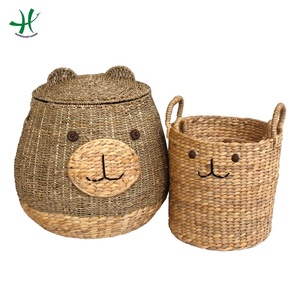 Cesto de lavandería tejido personalizable, contenedor de almacenamiento para niños, cesta de animales de jacinto de agua para paños de limpieza, uso doméstico - Product Image 3