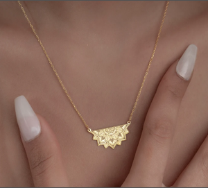 מנדלה מצופה זהב 18k שרשראות קסם מנדלה ייחודי לנשים שרשרת אבסטרקט מודרני תכשיטים בעבודת יד - Product Image 3