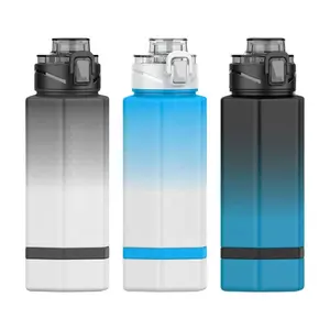 Bouteille à changement progressif de boisson de forme carrée de Logo personnalisé bouteille d'eau carrée givrée en plastique étanche