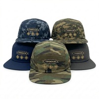 Casquette de camping sportive non structurée à 5 panneaux camouflage personnalisée en gros, casquette de camping Ripstop de haute qualité avec patch