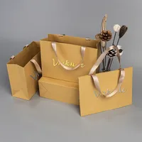 Sac fourre-tout personnalisé avec logo pour le shopping, ruban, emballage cadeau pour mariage, bijoux, boucles d'oreilles, huiles, pochette à poignée pour boutique