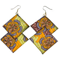 Boucles d'oreilles pendantes longues faites à la main en coton imprimé Ankara africain, style bohème ethnique, pour femmes