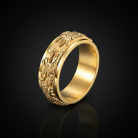 Bague rotative en acier inoxydable plaqué or 18 carats avec motif dragon chinois pour homme, bijoux de mode pour cadeaux de fête - Vente en gros Tempusort
