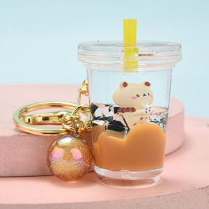Neues Design Cartoon Niedlicher Boba-Milchflaschen-förmiger Anhänger Schlüsselanhänger Flüssiger BoBa-Schlüsselanhänger - Product Image 6