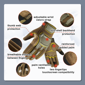 Guantes Tácticos de Alto Rendimiento con Protección Completa para Dedos, para Gimnasio, Pesca, con Almohadillas de TPU Suaves y Palma de Microfibra Acolchada para Ciclismo y Desplazamientos - Product Image 4