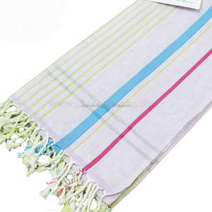 Serviette de golf et de plage Designer Kikoy 100% coton doublé compressé avec rayures multi-motifs style uni serviettes Kikoy promotionnelles - Product Image 1