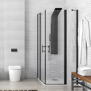 Kamalu KPX1000N 100x120 Box Doccia Nero Walk-In Moderno con Doppia Anta a Battente in Alluminio 8mm Quadrato Dritto per Bagno - Product Image 1