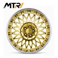 عجلات MTRI ذات الحافة المصقولة الذهبية بتصميم شبكي، مصنوعة من الألومنيوم المطروق من قطعتين، مقاس 18 بوصة