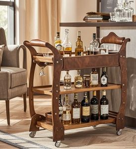 Chariot de service de cuisine domestique de haute qualité chariot de stockage mobile hôtel nourriture café chariot de bar vintage noir chariot - Product Image 2