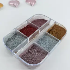 6 colori olografico Laser magico specchio glitterato per unghie in polvere cromata pigmento lucido Glitter polvere Manicure decorazione