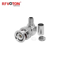 Connecteurs mâles bnc nickelés connecteurs rf sertissage à angle droit pour câble coaxial h155 WTR240