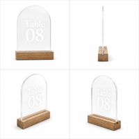 Numéro de table en acrylique de qualité supérieure, transparent, poli, avec base en bois stable, pour la décoration d'événements