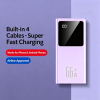 Chargeur portable avec câbles intégrés, Power Bank PD22.5W, 10000mAh, charge rapide, batterie externe pour téléphone portable, chargeur portable