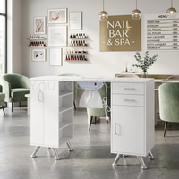 Bureau de manucure noir moderne avec tiroirs de rangement, table de manucure pour salon, poste de travail individuel pour technicien(ne) en esthétique