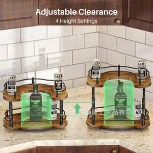 Wooden <b>Spice</b> <b>Rack</b> <b>Rotating</b> Desktop Storage Multi Function Kitchen Organizer Rustic Design - Product Image 4