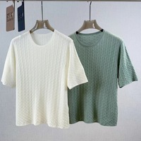 Pull en tricot fin à col rond rétro pour l'été, haut uni à manches courtes et coupe ajustée pour femmes